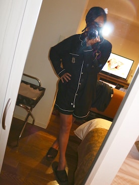 「アイテム（ルームウェア、ブラック系）」を使った、yuckeyさん（レディース・157cm）の秋コーディネート