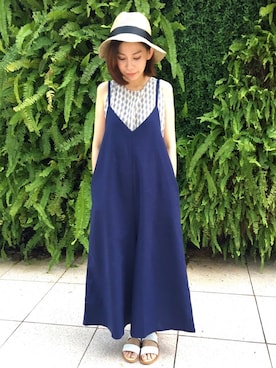 「棉麻」｜Cathy Changさん（レディース・156cm）の夏コーディネート
