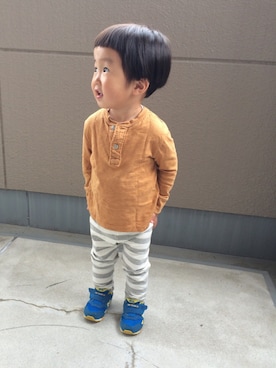 「babyGAP（babyGAP）のアイテム（Tシャツ/カットソー、ブラウン系）」を使った、★miiikiii★さん（キッズ・100cm）の春コーディネート