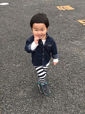 「UNIQLO（ユニクロ）のアイテム（レギンス/スパッツ、ブルー系）」を使った、★miiikiii★さん（キッズ・100cm）の春コーディネート