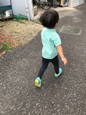 「babyGAP（babyGAP）のアイテム（シャツ/ブラウス、グリーン系）」を使った、★miiikiii★さん（キッズ・100cm）の夏コーディネート