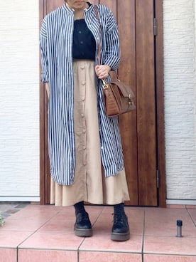「おちびさん」｜「アイテム（シャツワンピース）」を使った、mimimimiitanさん（レディース・152cm）の秋コーディネート