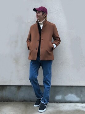 「JOURNAL STANDARD relume（ジャーナルスタンダード　レリューム）のアイテム（チェスターコート）」を使った、ENTAさん（メンズ・179cm）の秋コーディネート