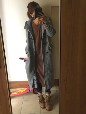 「earth music&ecology（アースミュージックアンドエコロジー）のアイテム（ダッフルコート）」を使った、はらぺこあおむしさん（レディース・157cm）の冬コーディネート