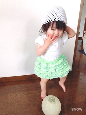 「fafa（フェフェ）のアイテム（パンツ）」を使った、sさん（キッズ・70cm）の秋コーディネート
