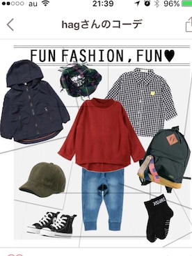 「RUGGEDWORKS（ラゲッドワークス）のアイテム（ブルゾン）」を使った、hugさん（キッズ・100cm）の冬コーディネート