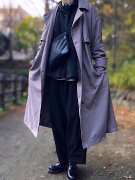 「KUUUPY」｜「アイテム（トレンチコート）」を使った、あねりさん（メンズ・165cm）の冬コーディネート
