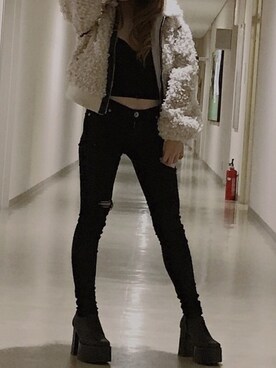 「instagramフォローお願いします」｜「アイテム（その他シューズ）」を使った、cornさん（レディース・153cm）の冬コーディネート