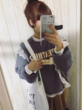 「フリルネック」｜「アイテム（PC・スマホグッズ/家電）」を使った、chocomintさん（レディース・154cm）の春コーディネート
