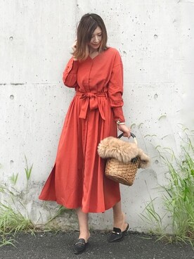 「stylebar」｜「アイテム（シャツワンピース）」を使った、STYLEDOORさん（レディース・161cm）の秋コーディネート