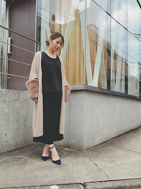 「ファー」｜「アイテム（セットアップ）」を使った、STYLEDOORさん（レディース・158cm）の秋コーディネート