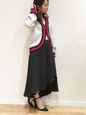 「マキシスカート」｜「アイテム（ノーカラージャケット）」を使った、STYLEDOORさん（レディース・157cm）の春コーディネート