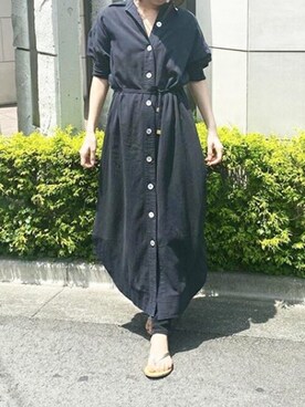 「stylebar」｜「アイテム（シャツワンピース）」を使った、STYLEDOORさん（レディース・157cm）の夏コーディネート