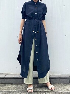 「Ciena」｜「アイテム（シャツワンピース）」を使った、STYLEDOORさん（レディース・165cm）の夏コーディネート