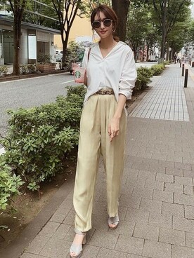 「CIENA（シエナ）のアイテム（パンツ）」を使った、STYLEDOORさん（レディース・163cm）の夏コーディネート
