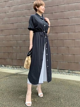 「#オトナカジュアル」｜「アイテム（シャツワンピース）」を使った、STYLEDOORさん（レディース・162cm）の夏コーディネート