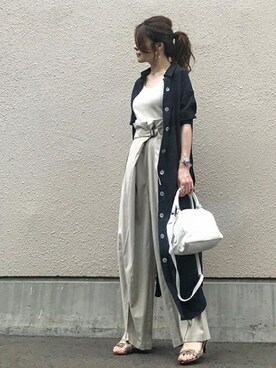 「stylebar」｜「アイテム（シャツワンピース）」を使った、STYLEDOORさん（レディース・157cm）の夏コーディネート