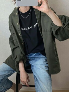 「stylebar」｜「アイテム（ノーカラージャケット）」を使った、STYLEDOORさん（レディース・155cm）の秋コーディネート