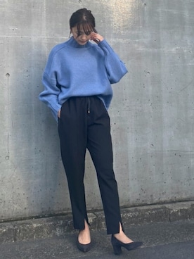 「タートル」｜「アイテム（スラックス）」を使った、STYLEDOORさん（レディース・157cm）の冬コーディネート