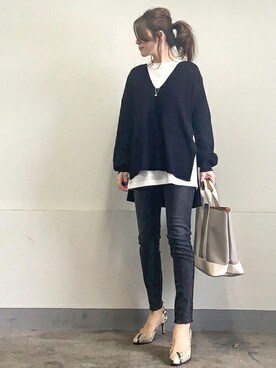 「インナー付き」｜STYLEDOORさん（レディース・157cm）の冬コーディネート