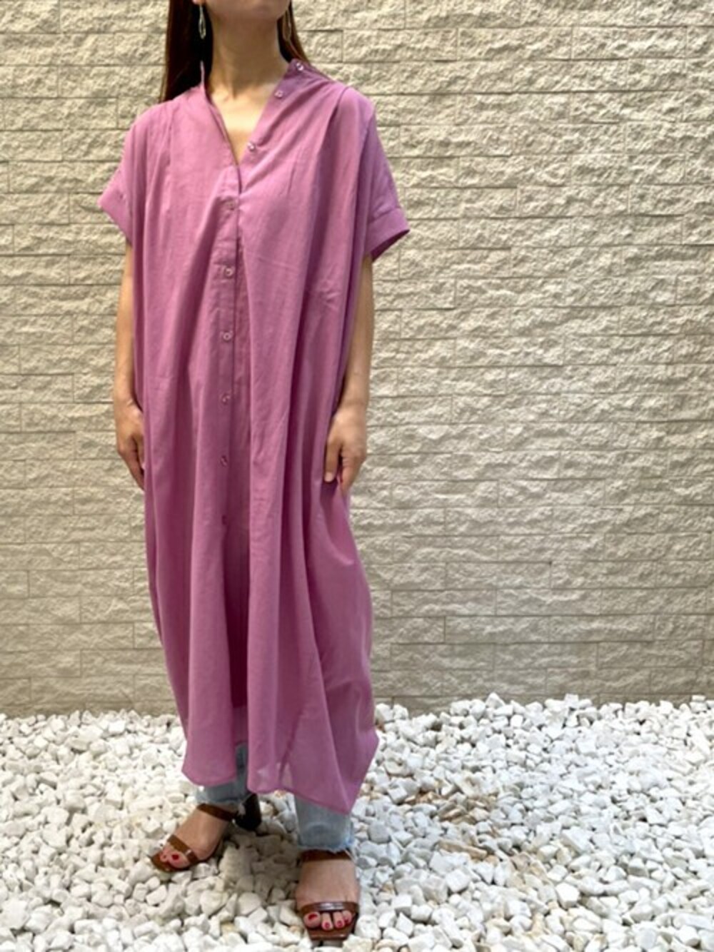 「ワンピース、きれいめコーディネート、２ＷＡＹ、パープル、ootd、シエナ、stylebar、綿ボイル、Ciena、インナーワンピース付き」｜「CIENAのインナーワンピース付き　2way綿ボイルワンピース（ワンピース、パープル系）」を使った、STYLEDOORさん（レディース・150cm）の春コーディネートの1枚目の写真