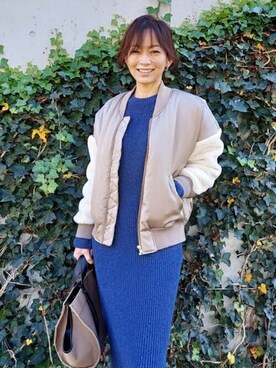 「ファー」｜「アイテム（MA-1）」を使った、STYLEDOORさん（レディース・170cm）の冬コーディネート