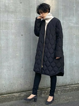 「美シルエット」｜「アイテム（その他アウター）」を使った、STYLEDOORさん（レディース・163cm）の冬コーディネート