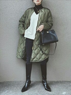 「美シルエット」｜「アイテム（その他アウター）」を使った、STYLEDOORさん（レディース・163cm）の冬コーディネート