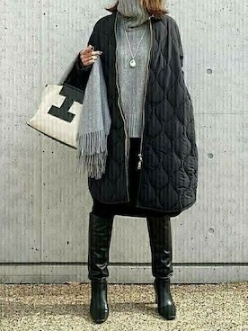 「美シルエット」｜「アイテム（その他アウター）」を使った、STYLEDOORさん（レディース・157cm）の冬コーディネート