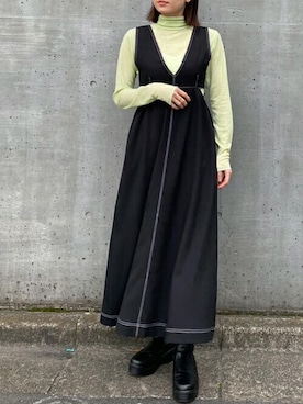 「Ciena」｜「アイテム（ジャンパースカート）」を使った、STYLEDOORさん（レディース・158cm）の冬コーディネート