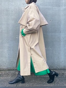 「エマテイラー」｜「アイテム（ステンカラーコート）」を使った、STYLEDOORさん（レディース・158cm）の冬コーディネート