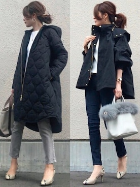 「美シルエット」｜「アイテム（その他アウター）」を使った、STYLEDOORさん（レディース・157cm）の冬コーディネート