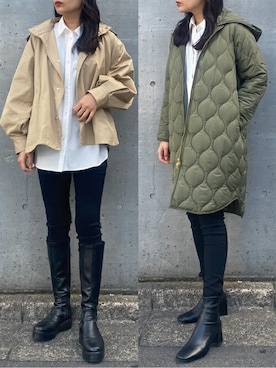 「美シルエット」｜「アイテム（その他アウター）」を使った、STYLEDOORさん（レディース・165cm）の冬コーディネート
