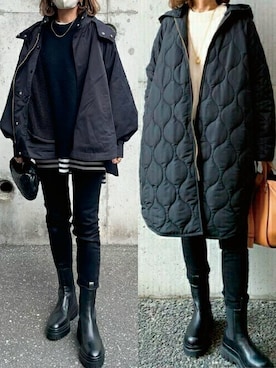 「美シルエット」｜「アイテム（その他アウター）」を使った、STYLEDOORさん（レディース・157cm）の冬コーディネート