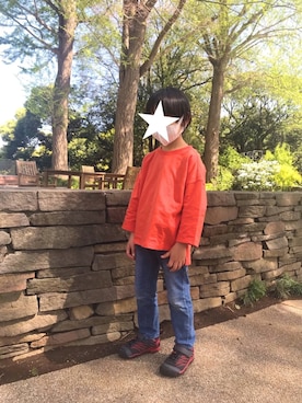 「Moujonjon（ムージョンジョン）のアイテム（デニムパンツ）」を使った、ぶちゃぶちゃさん（キッズ・110cm）の春コーディネート