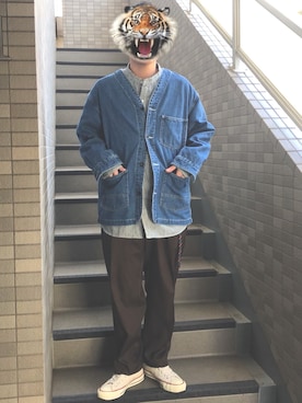 「RAGEBLUE（レイジブルー）のアイテム（デニムジャケット）」を使った、50tatsuyaさん（メンズ・175cm）の春コーディネート