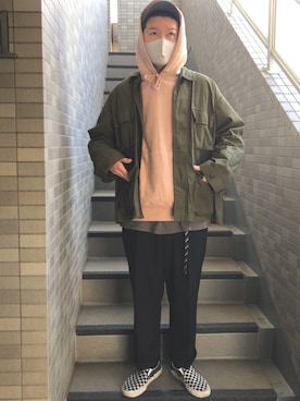 Champion チャンピオン のパーカー ピンク系 を使った人気ファッションコーディネート Wear