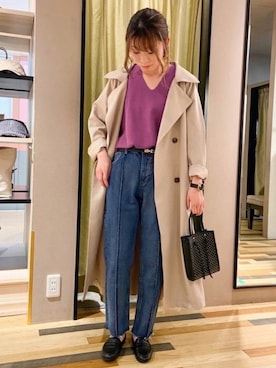 「Green　Parks（グリーンパークス）のアイテム（トレンチコート）」を使った、Fujikoさん（レディース・158cm）の冬コーディネート