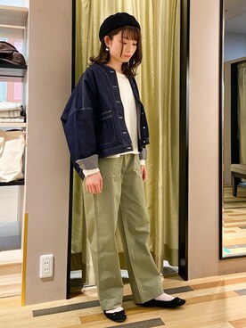 「Green　Parks（グリーンパークス）のアイテム（ノーカラージャケット）」を使った、Fujikoさん（レディース・158cm）の春コーディネート