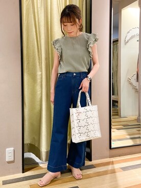 「袖フリル」｜「アイテム（その他）」を使った、Fujikoさん（レディース・158cm）の春コーディネート