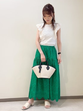 「袖フリル」｜「アイテム（その他）」を使った、Fujikoさん（レディース・158cm）の春コーディネート