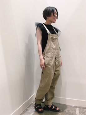 「ROLLA'S（ローラス）のアイテム（サロペット/オーバーオール）」を使った、naruさん（レディース・163cm）の春コーディネート