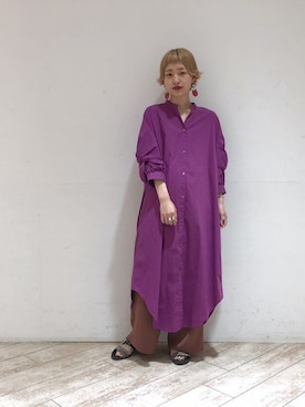 「OSMOSIS（オズモーシス）のアイテム（シャツワンピース）」を使った、Seikaさん（レディース・160cm）の夏コーディネート