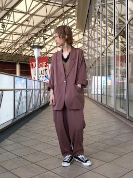 「アイテム（テーラードジャケット、ピンク系）」を使った、Seikaさん（レディース・160cm）の夏コーディネート