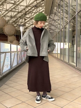 「OSMOSIS（オズモーシス）のアイテム（ブルゾン）」を使った、Seikaさん（レディース・160cm）の冬コーディネート