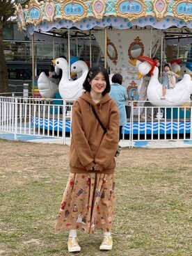 「帽T」｜歪壞さん（レディース・160cm）の冬コーディネート