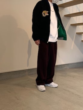 「東洋エンタープライズ（トーヨーエンタープライズ）のアイテム（スカジャン）」を使った、ryoheiさん（メンズ・172cm）の冬コーディネート