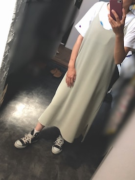 「アイテム（ワンピース/ドレス、シルバー系）」を使った、MEGUさん（レディース・154cm）の夏コーディネート