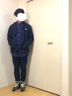「VOO（ヴォー）のアイテム（ハンチング/ベレー帽）」を使った、ぴーすけぴーすけさん（メンズ・175cm）の冬コーディネート