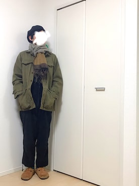 「m47」｜「アイテム（オールインワン・サロペット）」を使った、ぴーすけぴーすけさん（メンズ・175cm）の冬コーディネート